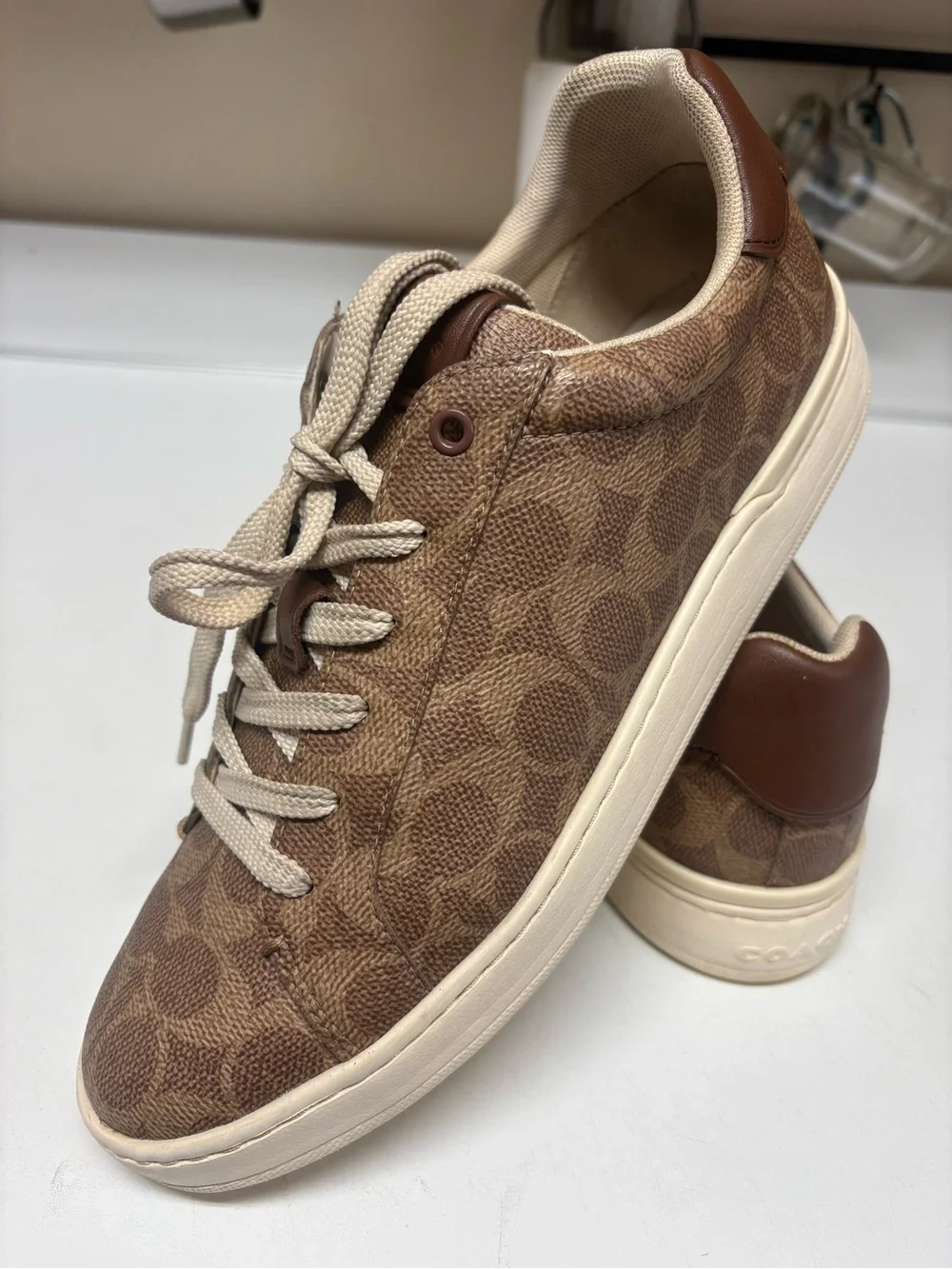 Women's High Line Signature Logo Coated Canvas Sneakers size 10B excellent